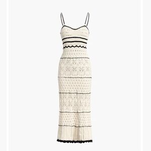 Commense Paros Crochet Eyelet See Through Midi Cream Dress